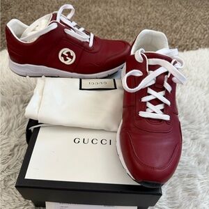 Gucci Crimson Sneakers with Ivory Details